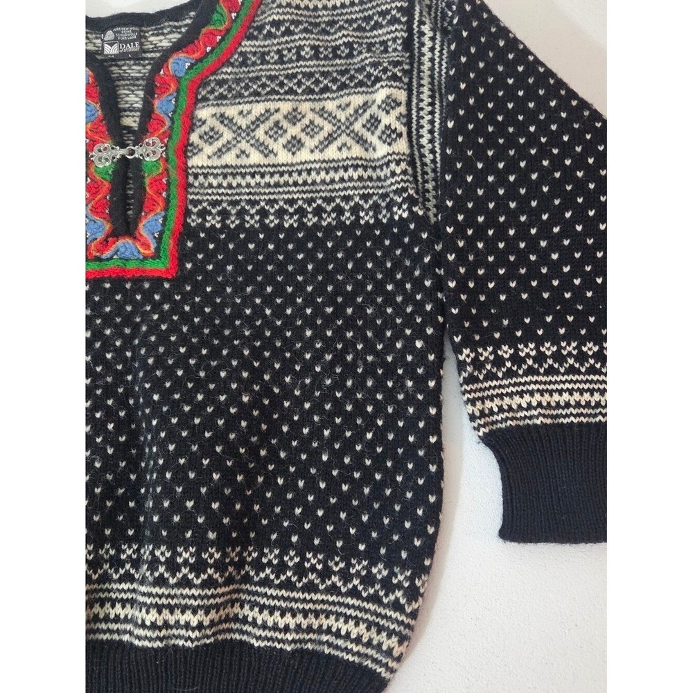 Dale of Norway Womens L Norwegian Wool Sweater Fair Isle Nordic Setesdal  EU44 - Picture 7 of 9